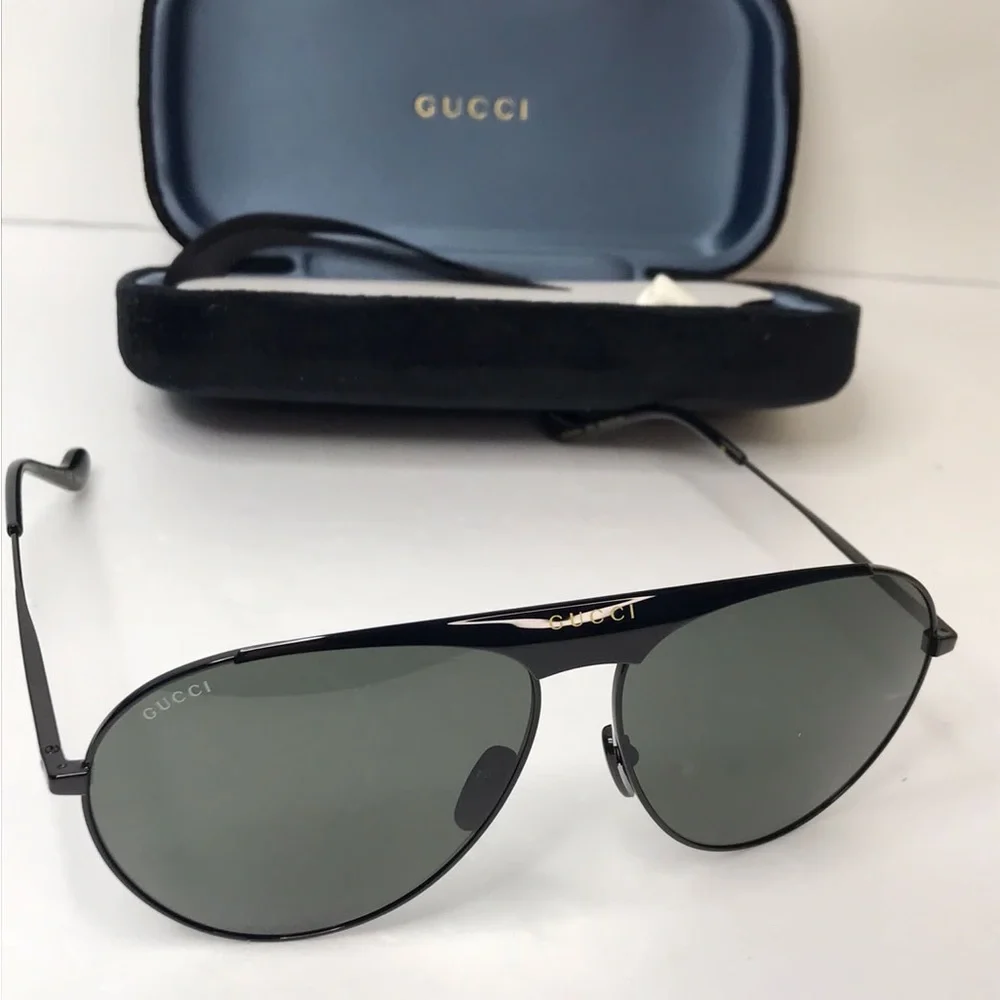 💯 Authentic Gucci Grey Pilot Men's Sunglasses GG0908S 004